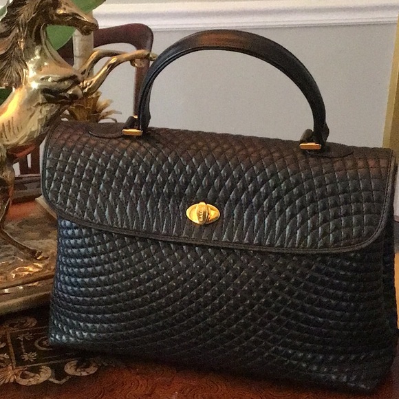 Bally Handbags - Bally Quilted Black Leather Handbag EUC
